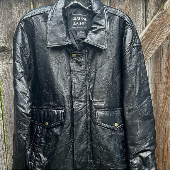 Napoline Leather Outfitters Other - Black Leather Bomber Style Motorcycle Jacket Men’s Medium Soft Supple Patchwork